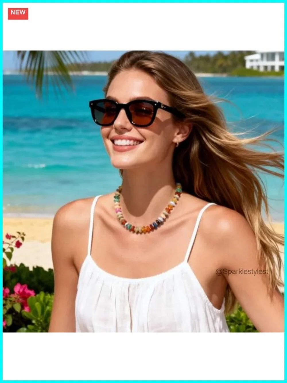Boho Resin Beaded Choker Necklace Chunky Statement Summer Jewelry